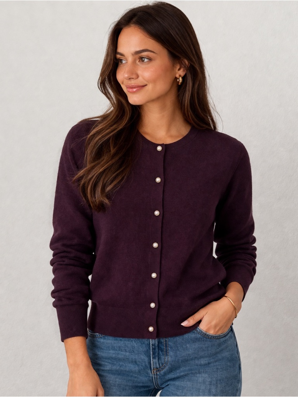 NWT Ann Taylor Factory Button-Front Crewneck Cardigan sz L